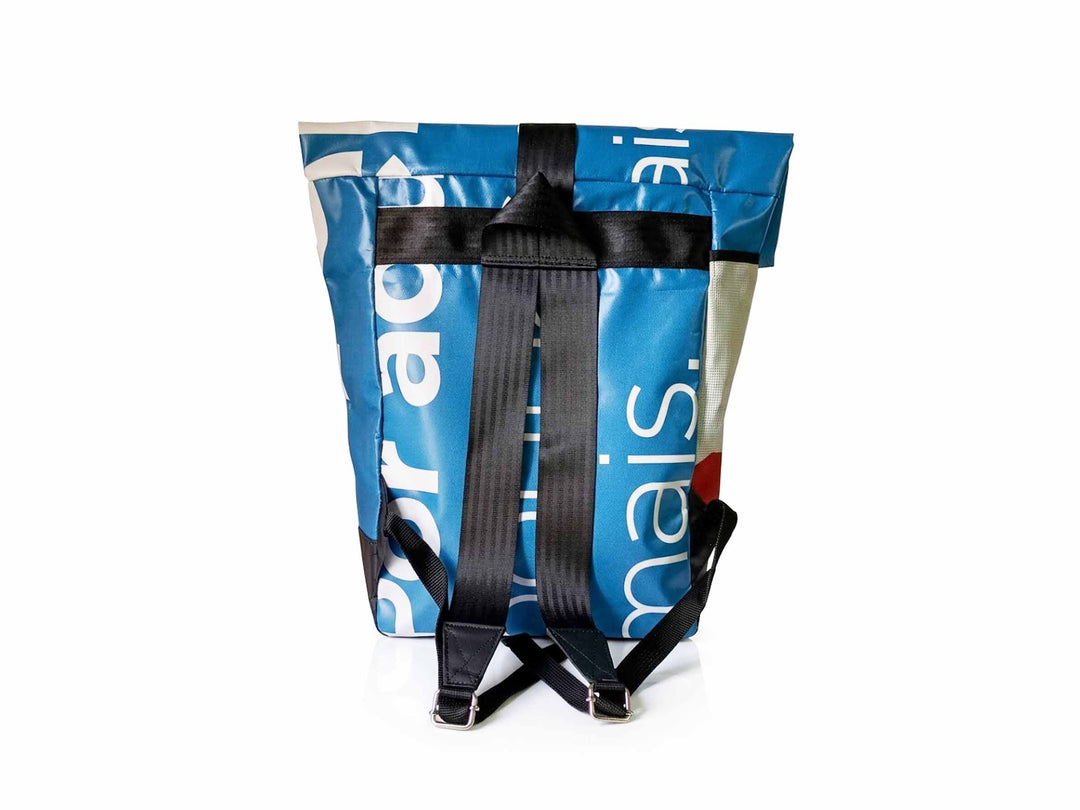 backpack urban publicity banner blue & white