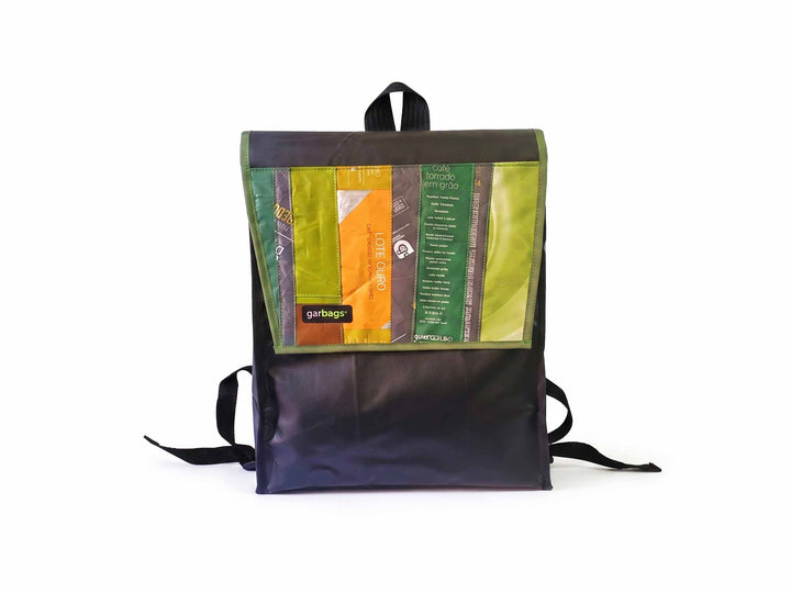 backpack XS coffee package green and orange patchwork