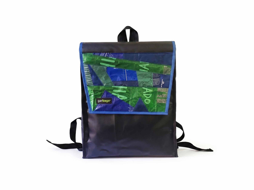 backpack XS coffee package blue and green patchwork