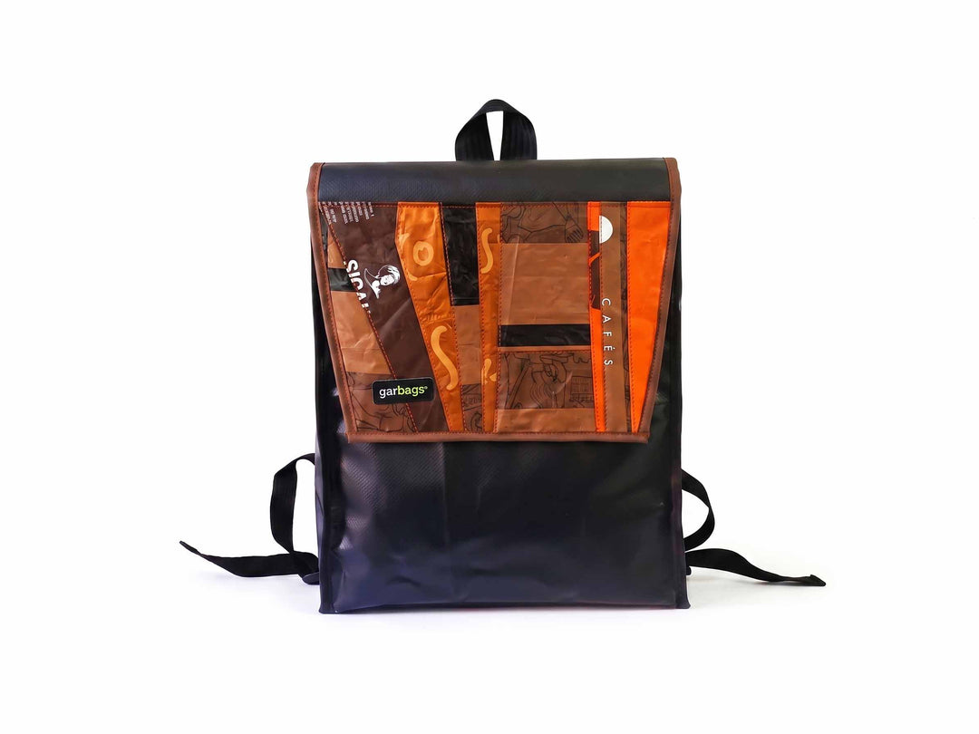 backpack XS coffee package brown and orange patchwork