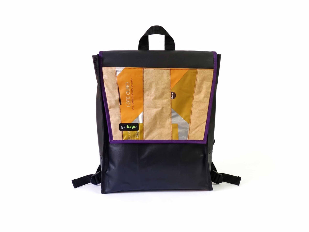 backpack XS coffee package yellow and beige patchwork