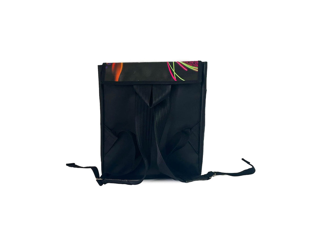 backpack XS publicity dark purple & orange flames