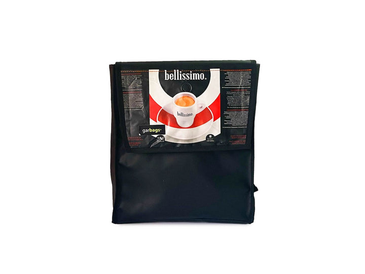 backpack XS publicity banner & red, white and black coffee packages