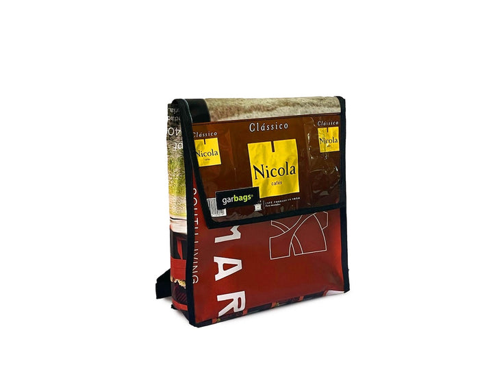 backpack XS publicity banner & yellow and brown coffee packages