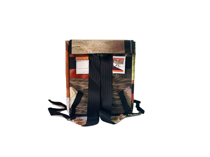 backpack XS publicity banner & yellow and brown coffee packages