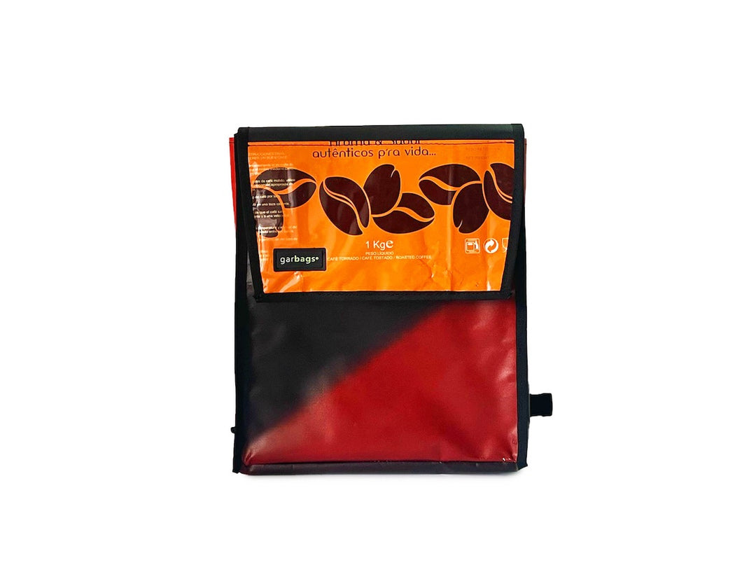 backpack XS publicity banner & orange coffee packages