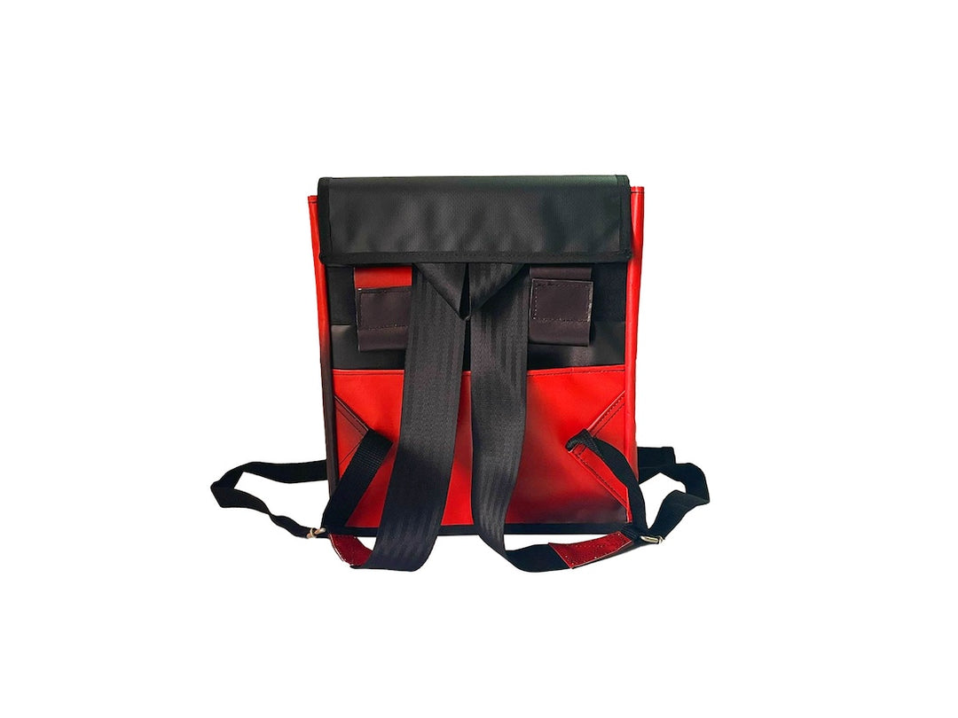 backpack XS publicity banner & orange coffee packages