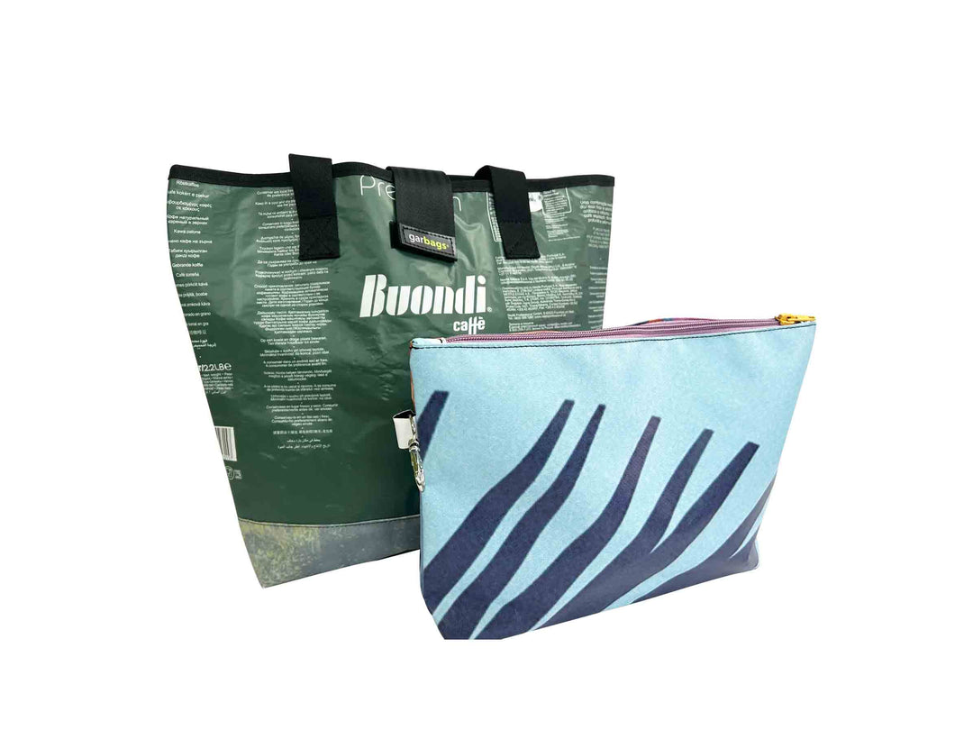 shopping bag with clutch coffee package green with clutch