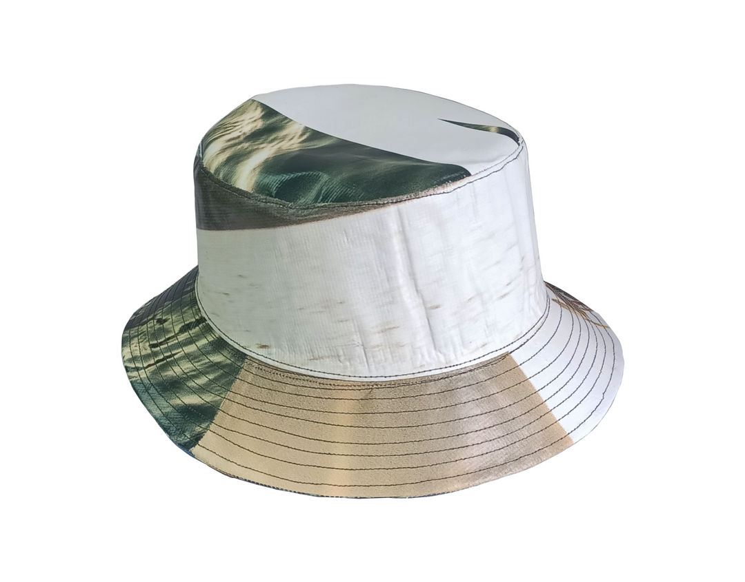 Bucket Hat publicity banner white & earth tones