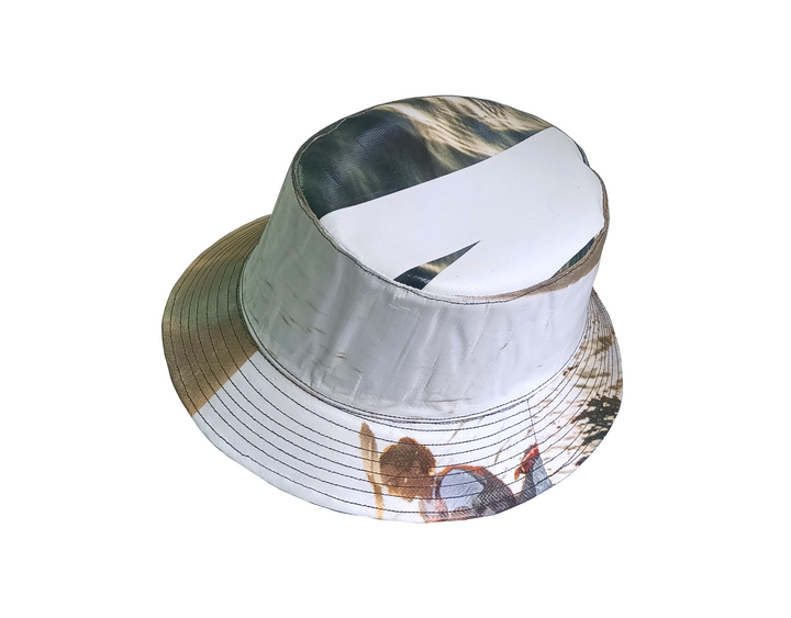 Bucket Hat publicity banner white & earth tones
