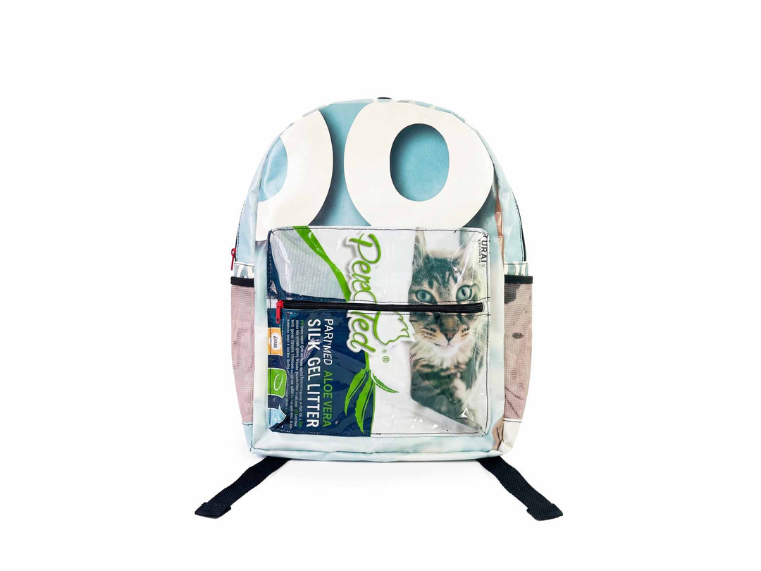 Classic Backpack pet food packages blue & white cat