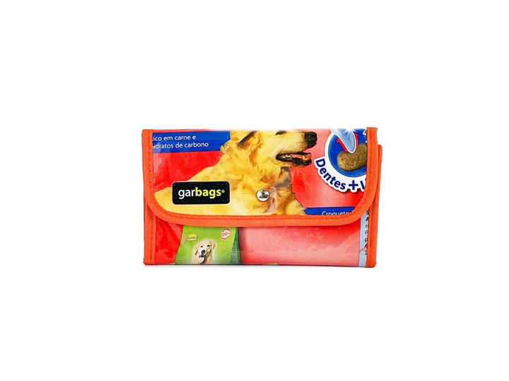 document holder pet food package red & blue