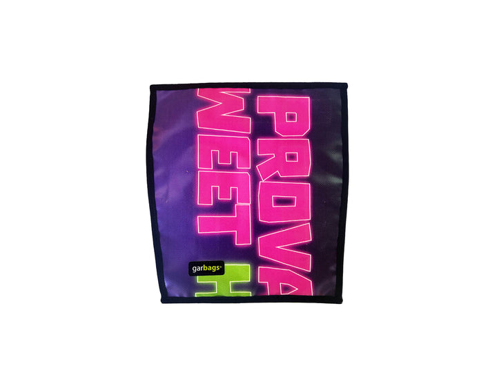 extraflap M publicity banner purple & pink letters