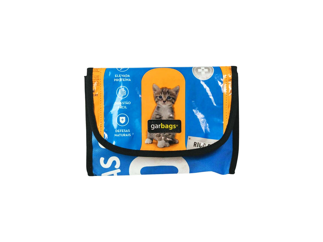 handlebar bag cat food package blue & yellow