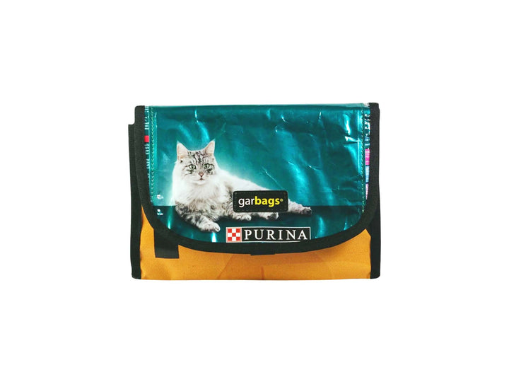 handlebar bag cat food package blue & yellow
