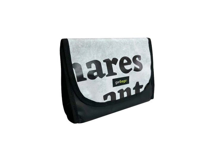 handlebar bag publicity banner grey & black letters