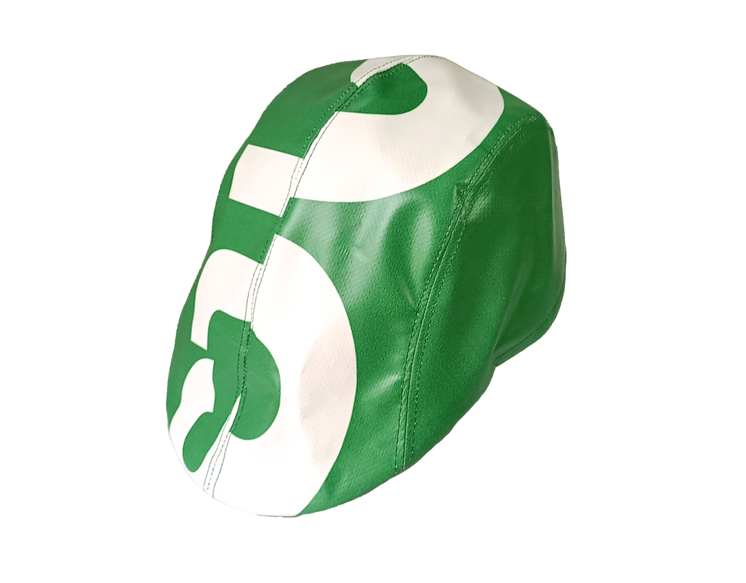 Portuguese Style Beret publicity banner green & white letters