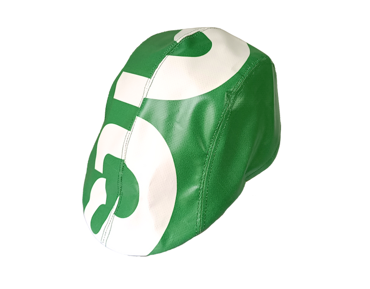 Portuguese Style Beret publicity banner green & white letters