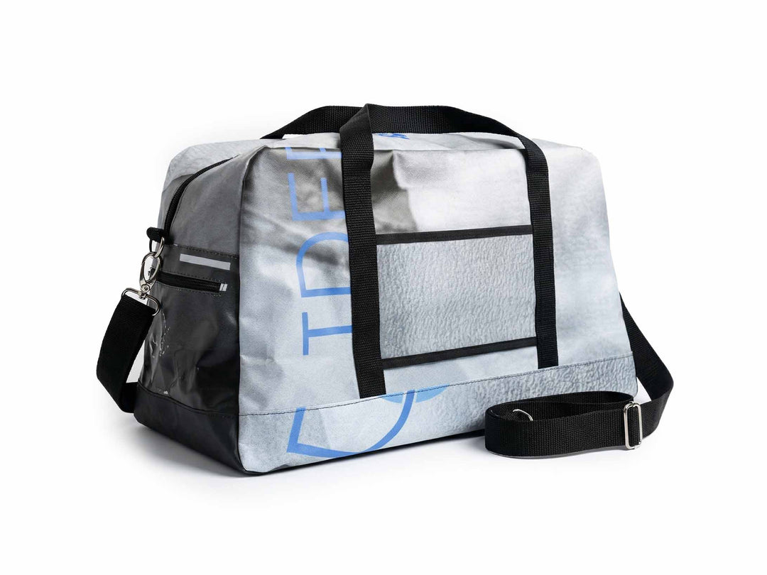 hybrid carry-on bag publicity banner grey & blue