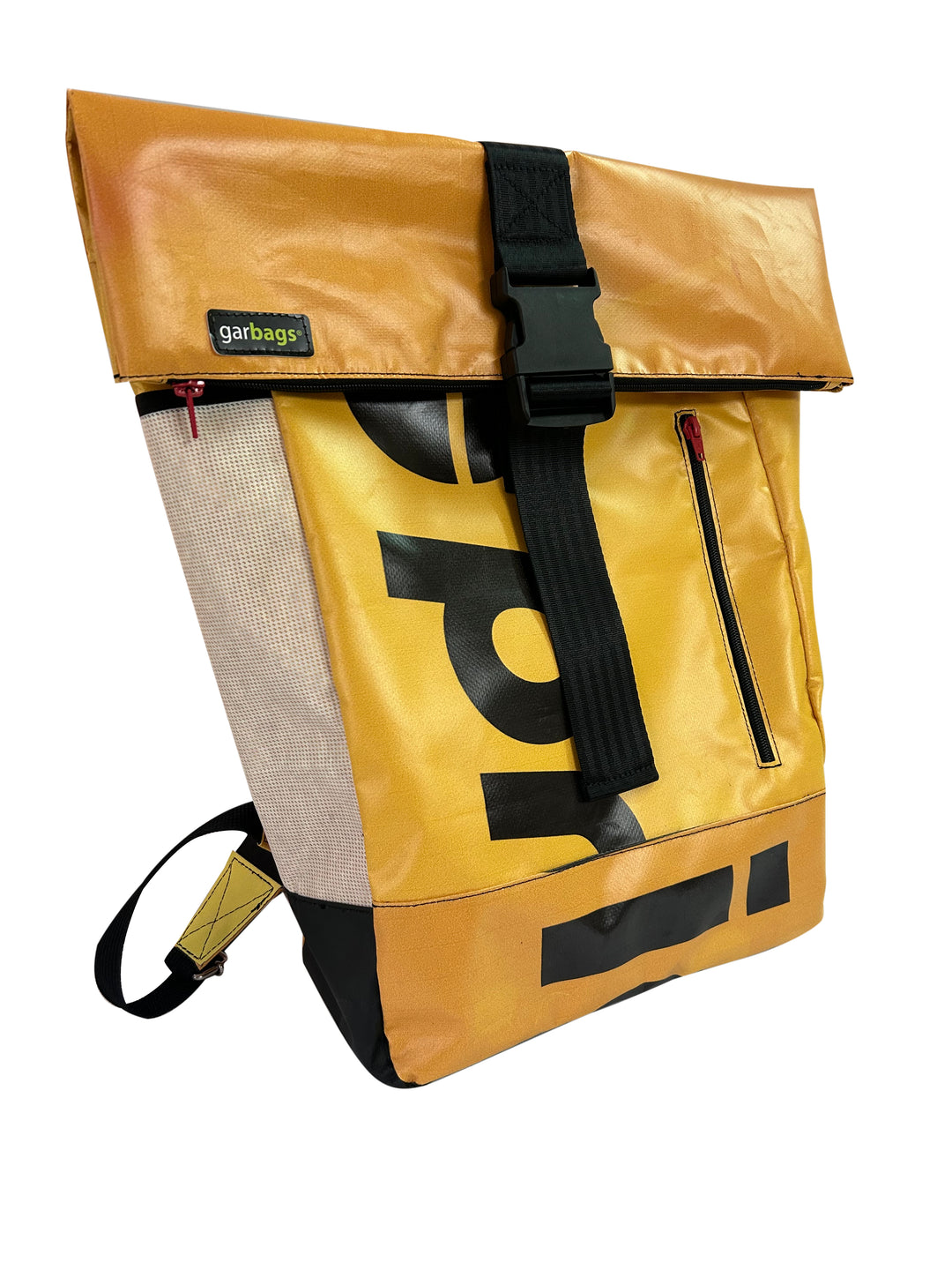 backpack urban publicity banner yellow & black letters
