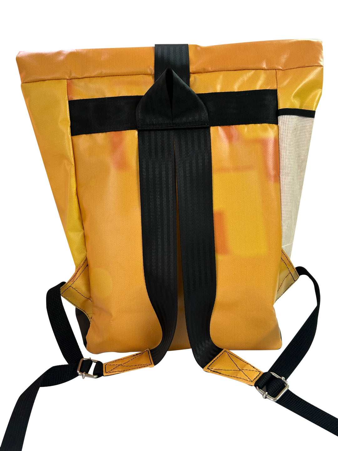 backpack urban publicity banner yellow & black letters