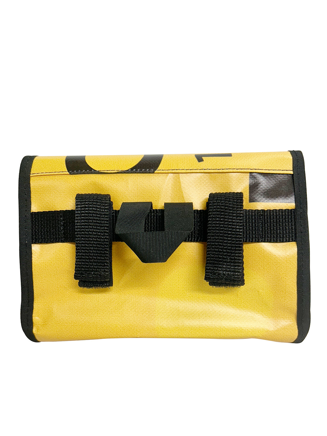 handlebar bag publicity banner yellow & black letters