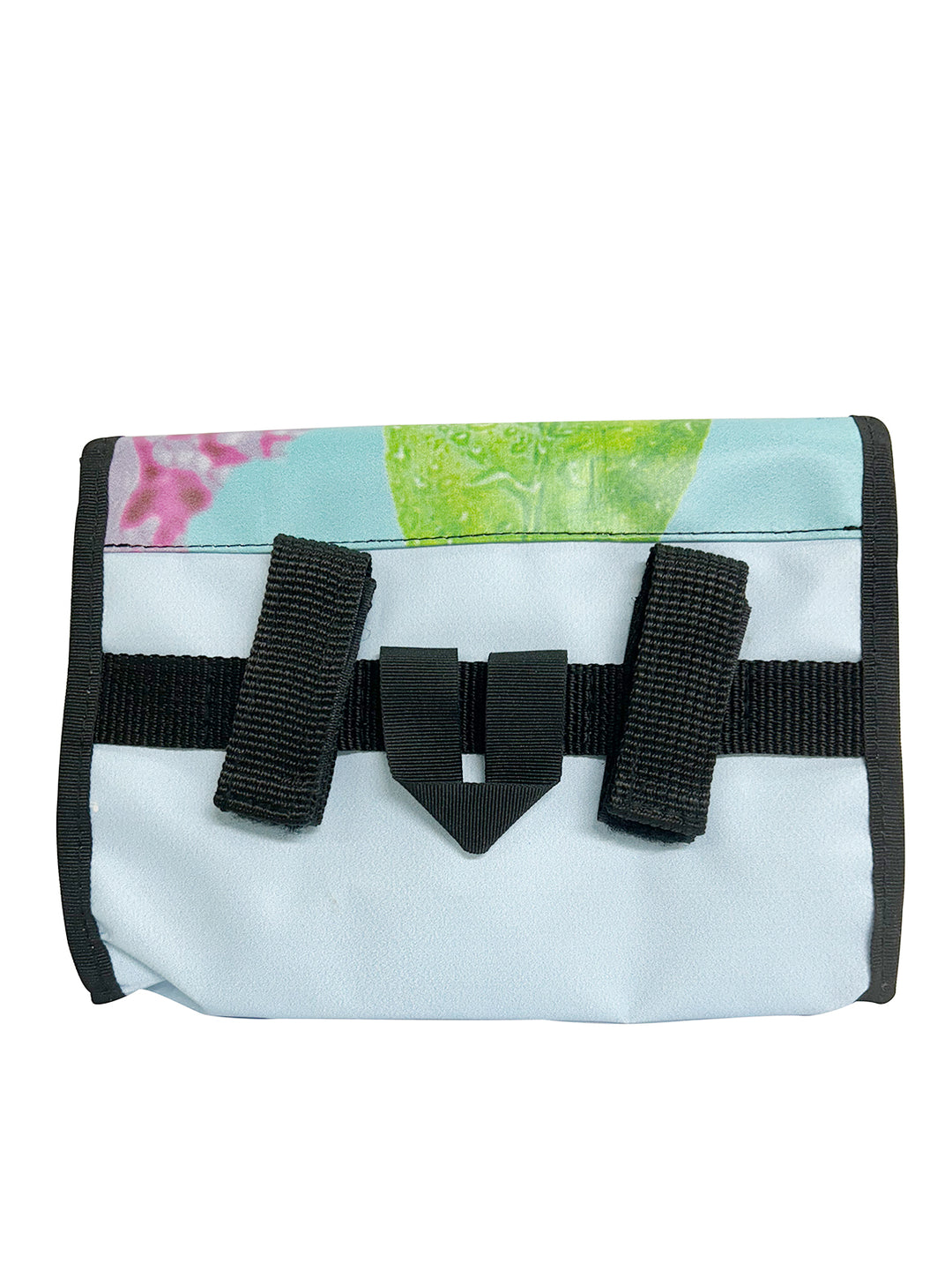 handlebar bag publicity banner blue, pink and green