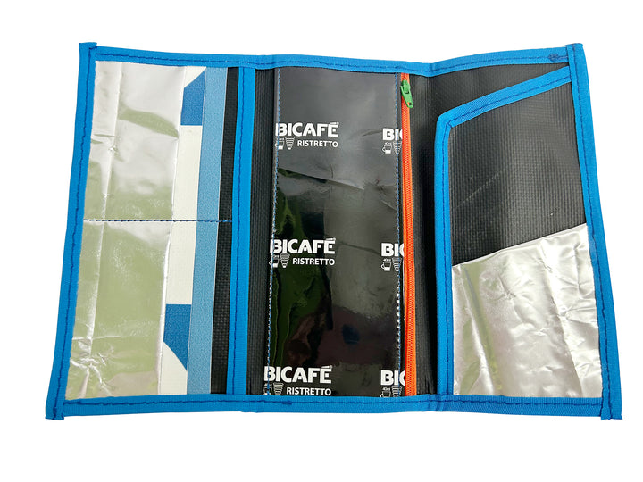 document holder coffee package blue & black