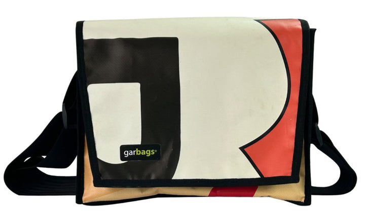 messenger bag M publicity banner black, white & red