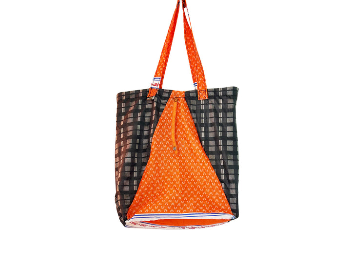 shopping bag umbrella black & orange checkered