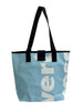 shopping bag with clutch publicity banner light blue