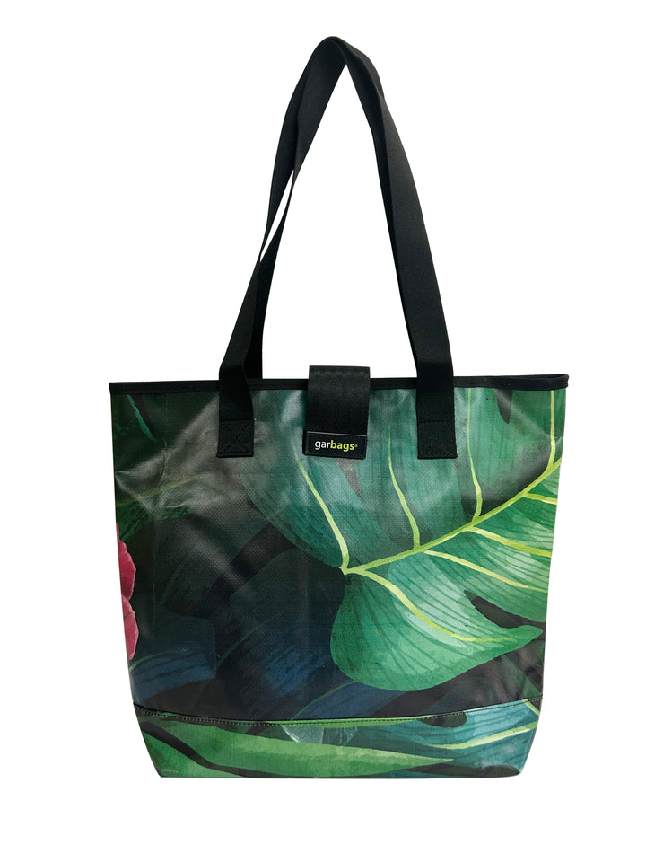 shopping bag with clutch publicity banner green & pink flower