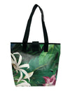 shopping bag with clutch publicity banner green & pink flower