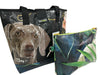 shopping bag with clutch pet food package black dog