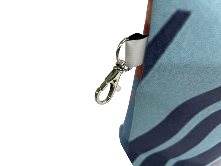 shopping bag with clutch coffee package blue tiles