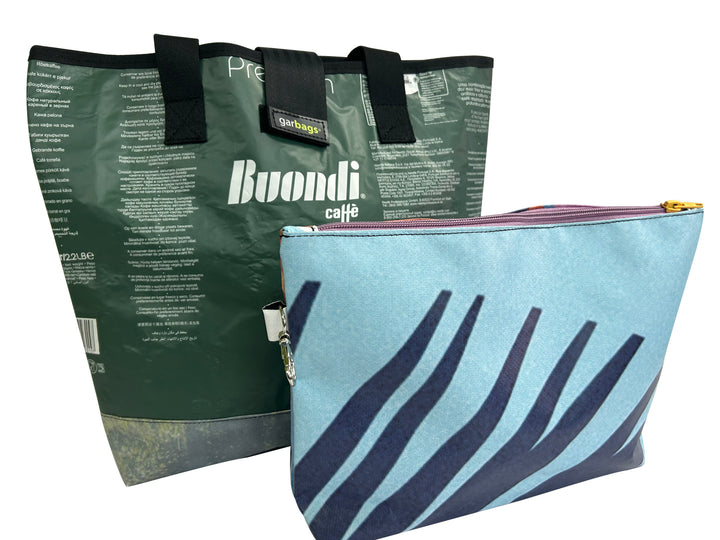 shopping bag with clutch coffee package green with clutch
