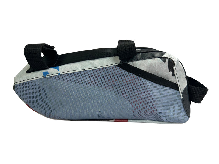 bike frame bag publicity banner grey & red