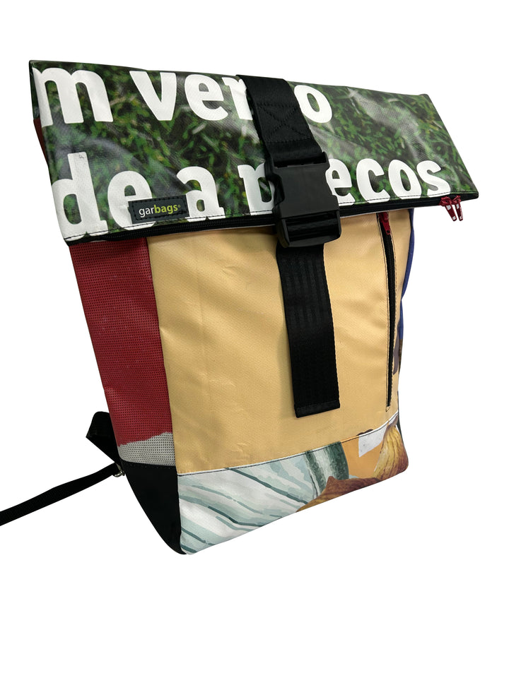 backpack urban publicity banner green grass