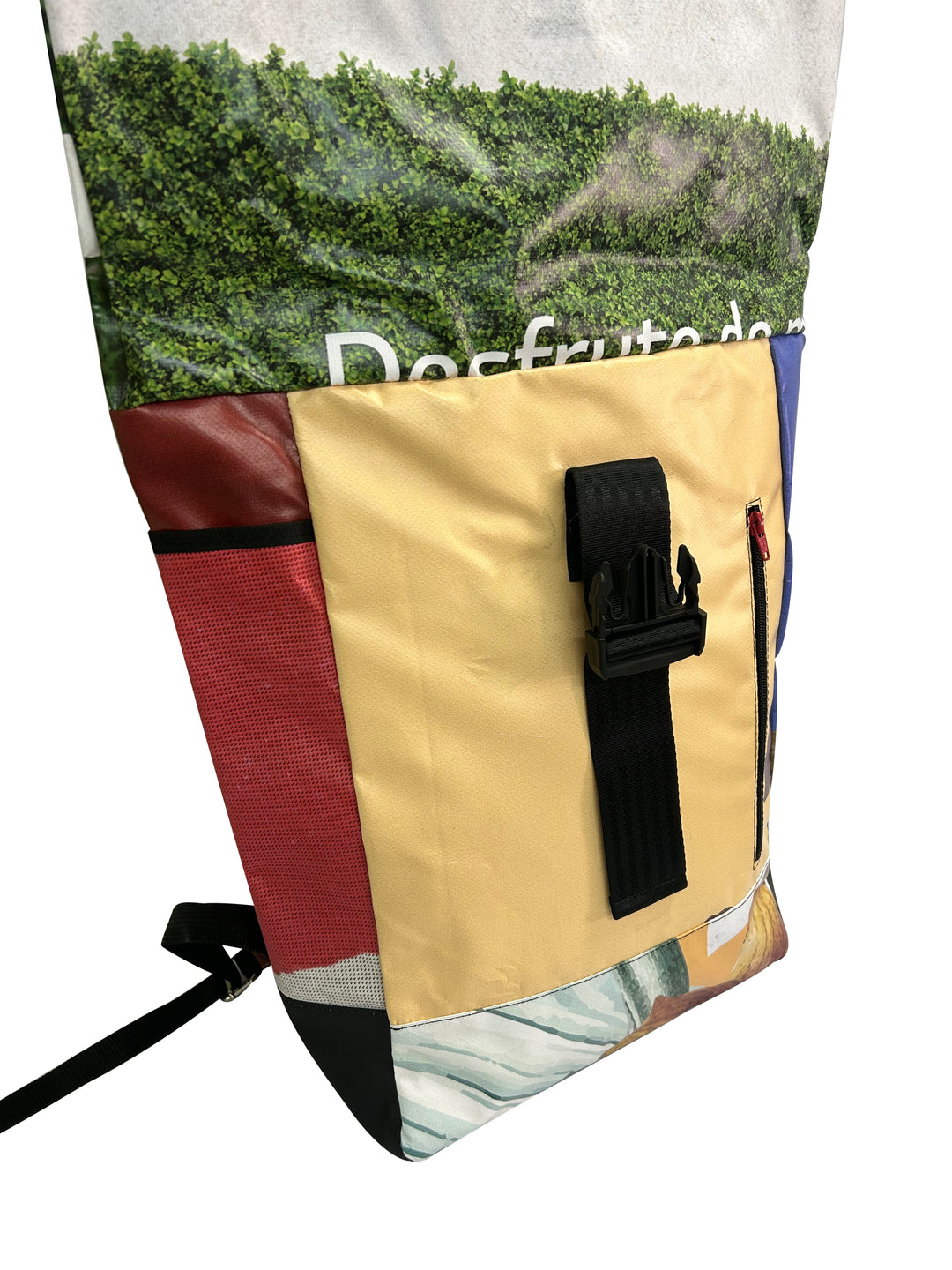 backpack urban publicity banner green grass