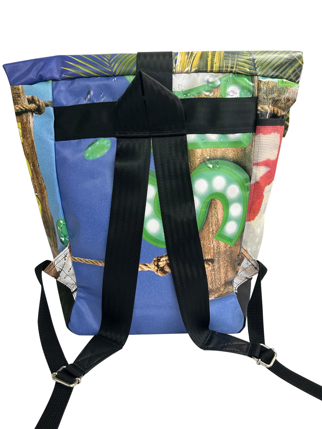 backpack urban publicity banner sunny blue