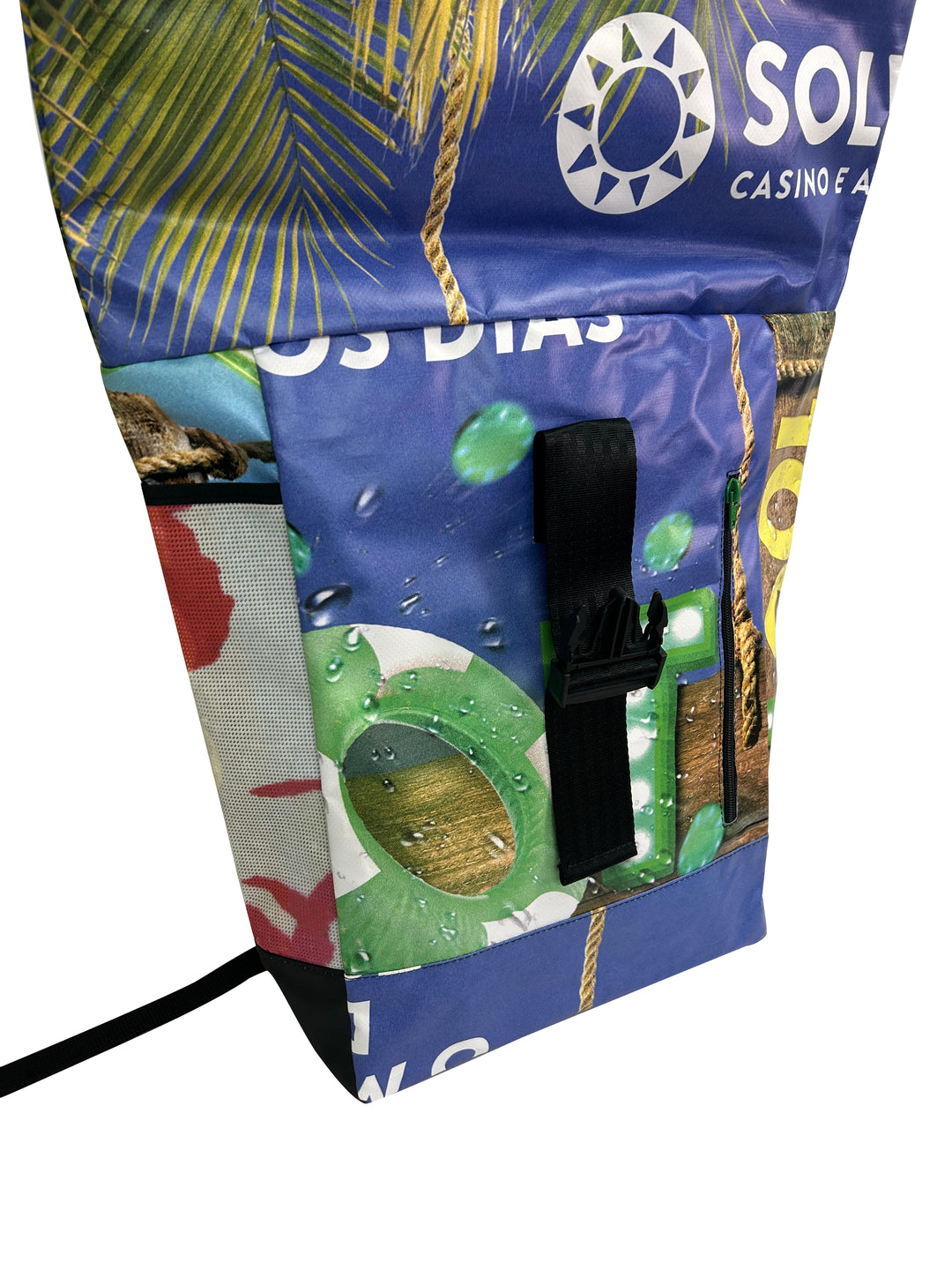 backpack urban publicity banner sunny blue