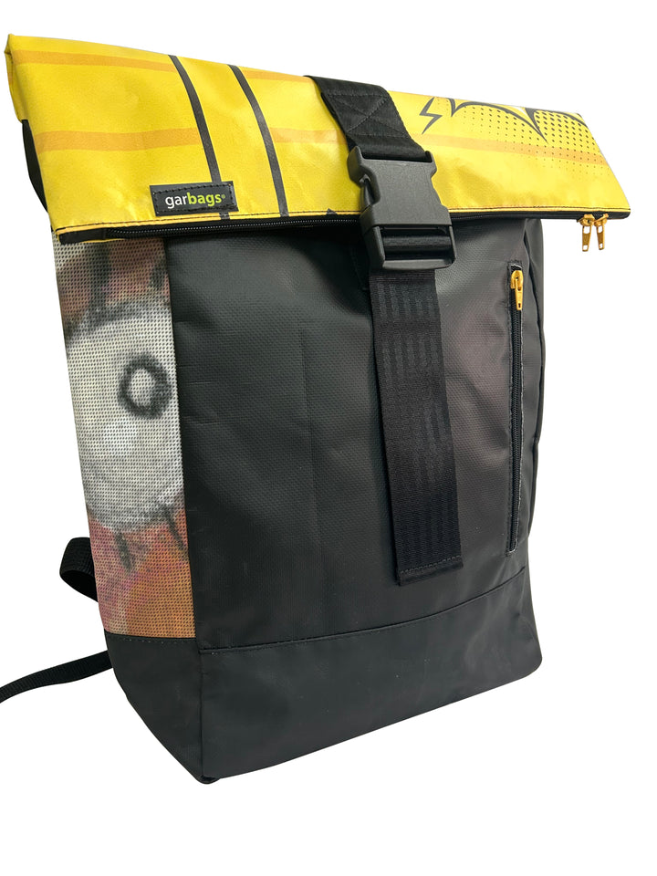 backpack urban publicity banner yellow & black comic