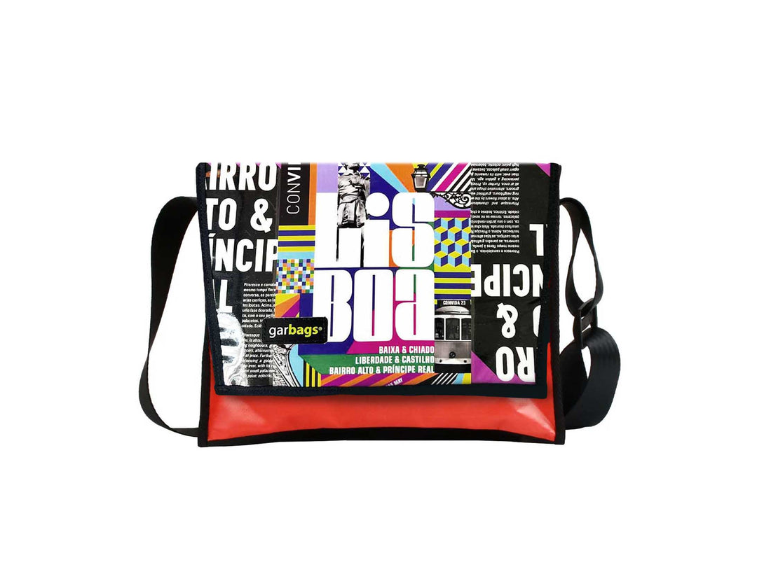 messenger bag M *Lisbon exclusive* red pattern magazines