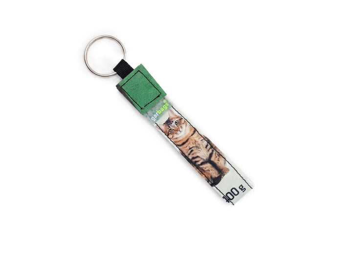 key holder cat food package green & white