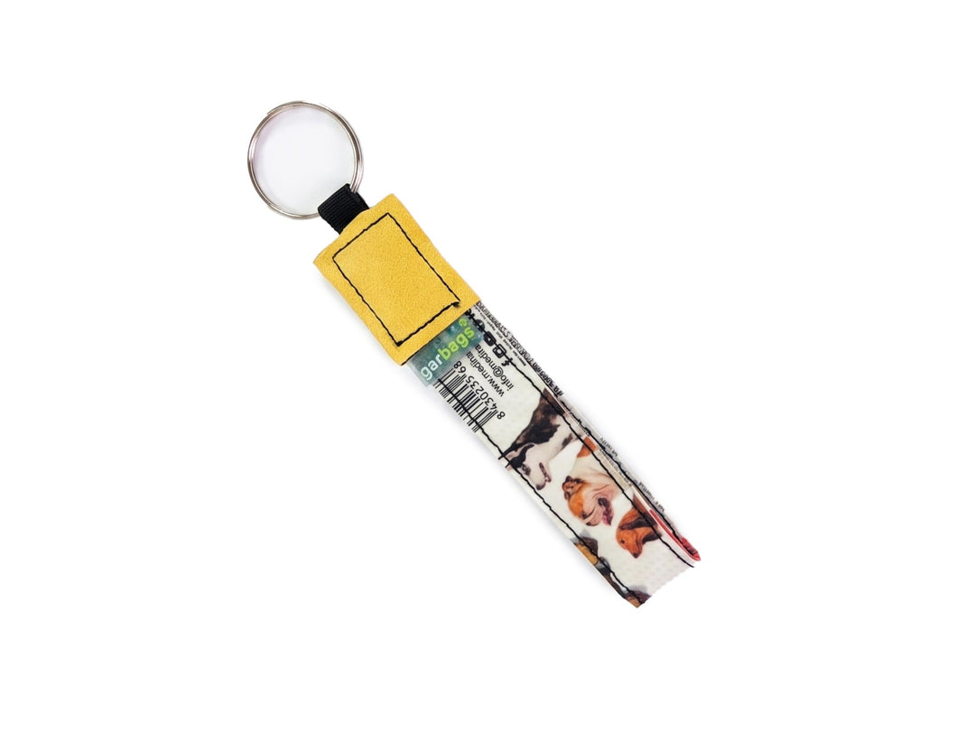 key holder dog food package white & yellow