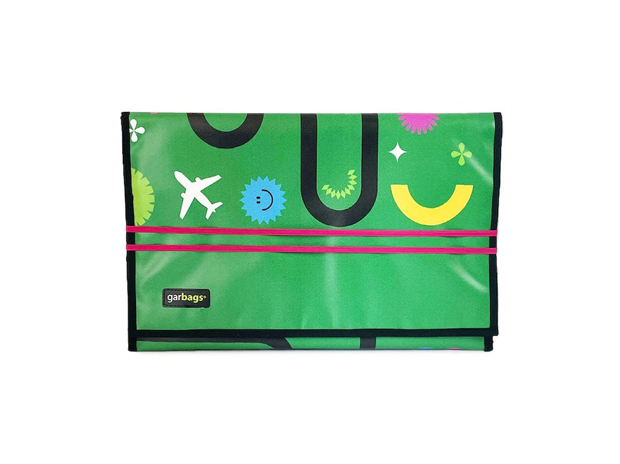laptop 13″ case publicity banner green, yellow & pink