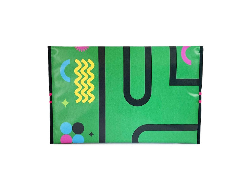 laptop 13″ case publicity banner green, yellow & pink