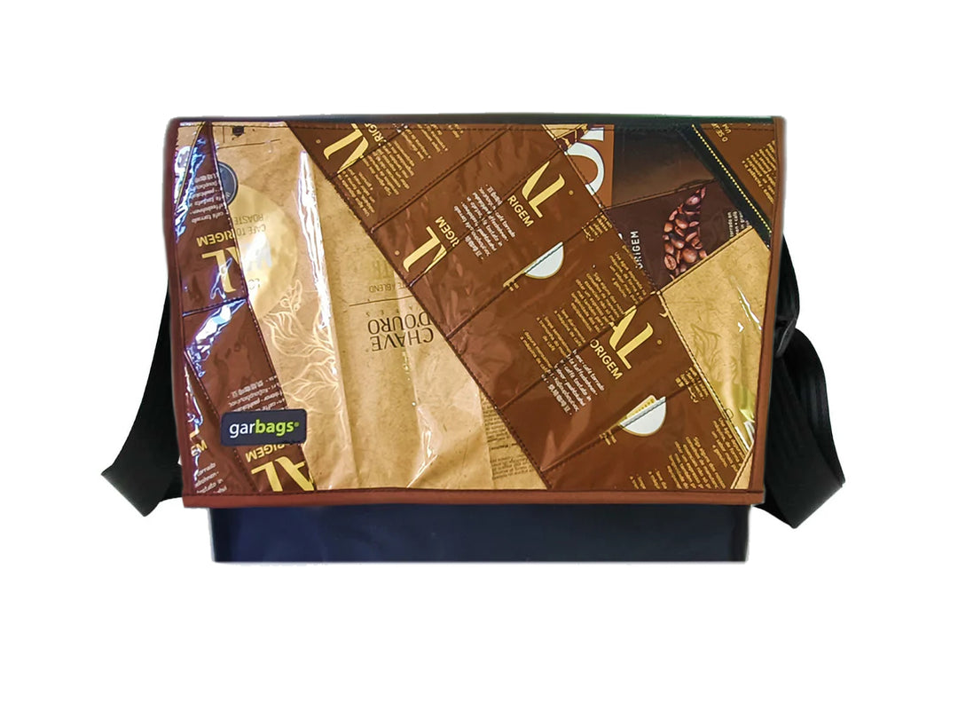 messenger bag XL coffee package brown and beige patchwork