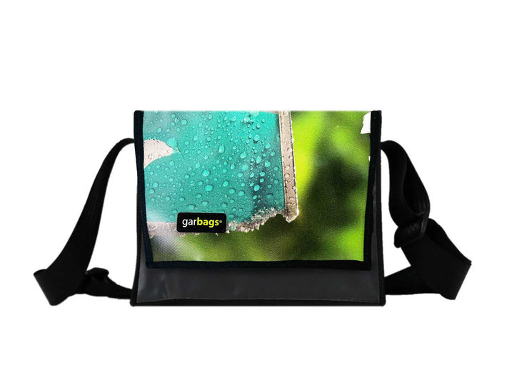 messenger bag M publicity banner green & black water drops