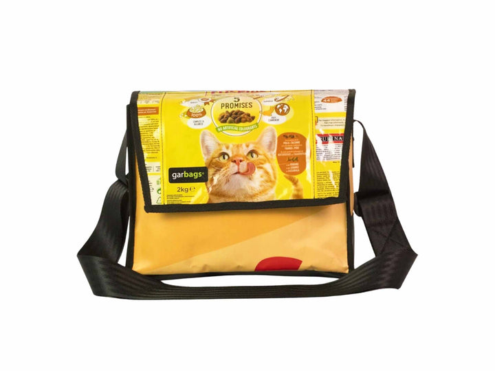 messenger bag M cat food package yellow & red